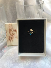 Load image into Gallery viewer, 14K Solid Gold Initial "A" Evil Eye Ring