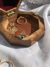 Load image into Gallery viewer, 14K Solid Gold Initial "G" Evil Eye Ring