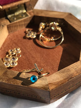 Load image into Gallery viewer, 14K Solid Gold Initial "L" Evil Eye Ring