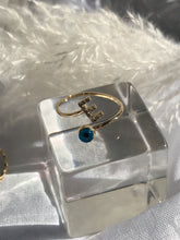 Load image into Gallery viewer, 14K Solid Gold Initial "E" Evil Eye Ring