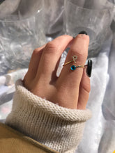 Load image into Gallery viewer, 14K Solid Gold Initial "P" Evil Eye Ring