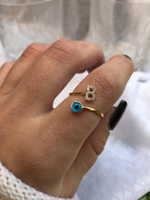 Load image into Gallery viewer, 14K Solid Gold Initial "B" Evil Eye Ring