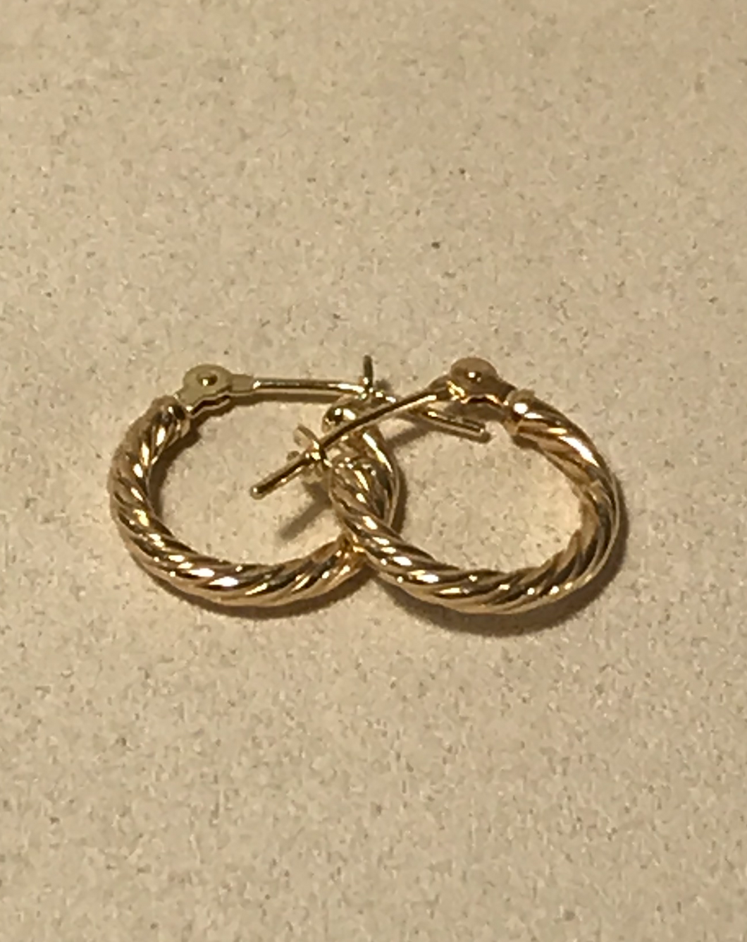 14K Solid Gold French Twist Hoops