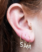 Load image into Gallery viewer, 14K Solid Yellow Gold Initial &quot;C&quot; Charm Earring
