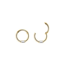 Load image into Gallery viewer, 14K Solid Gold Cartilage Hoop, Baguette
