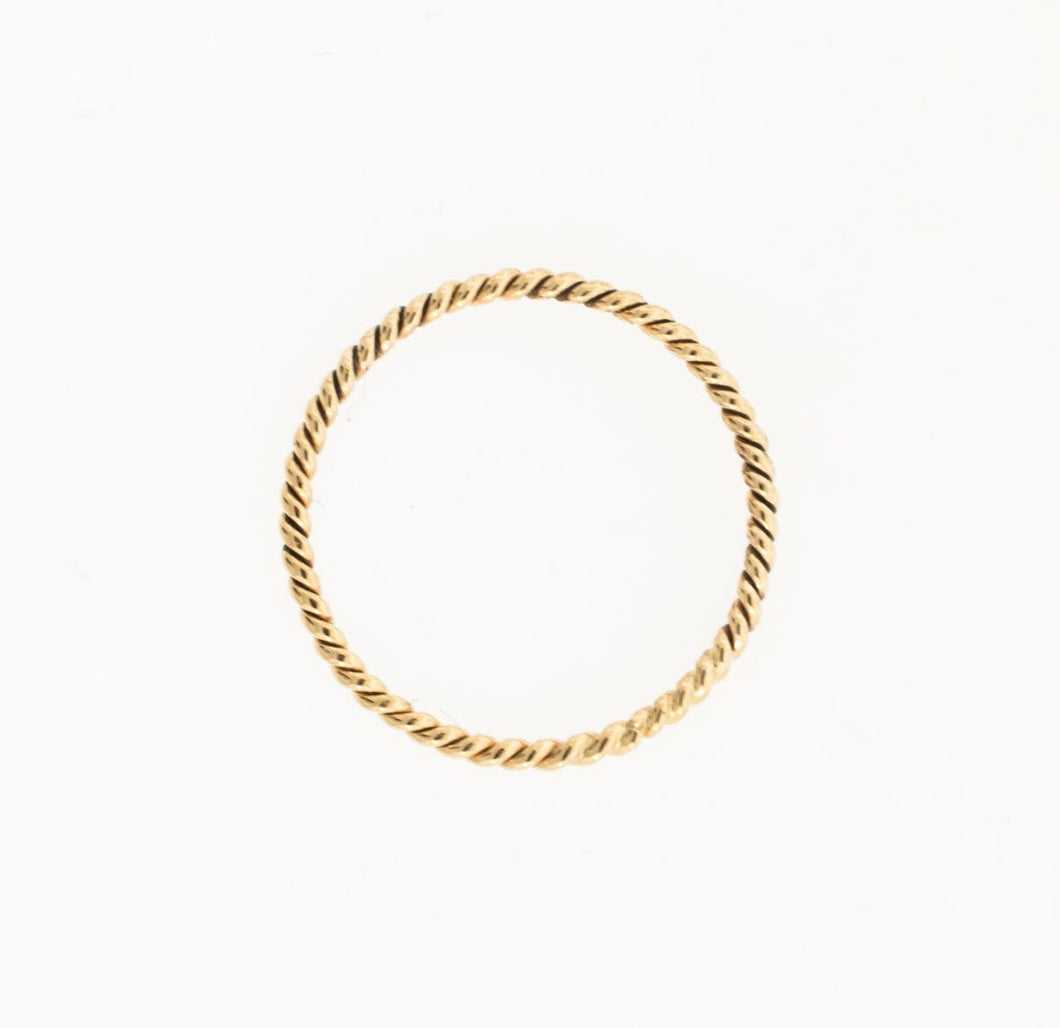 14K Solid Yellow Gold Twist Ring