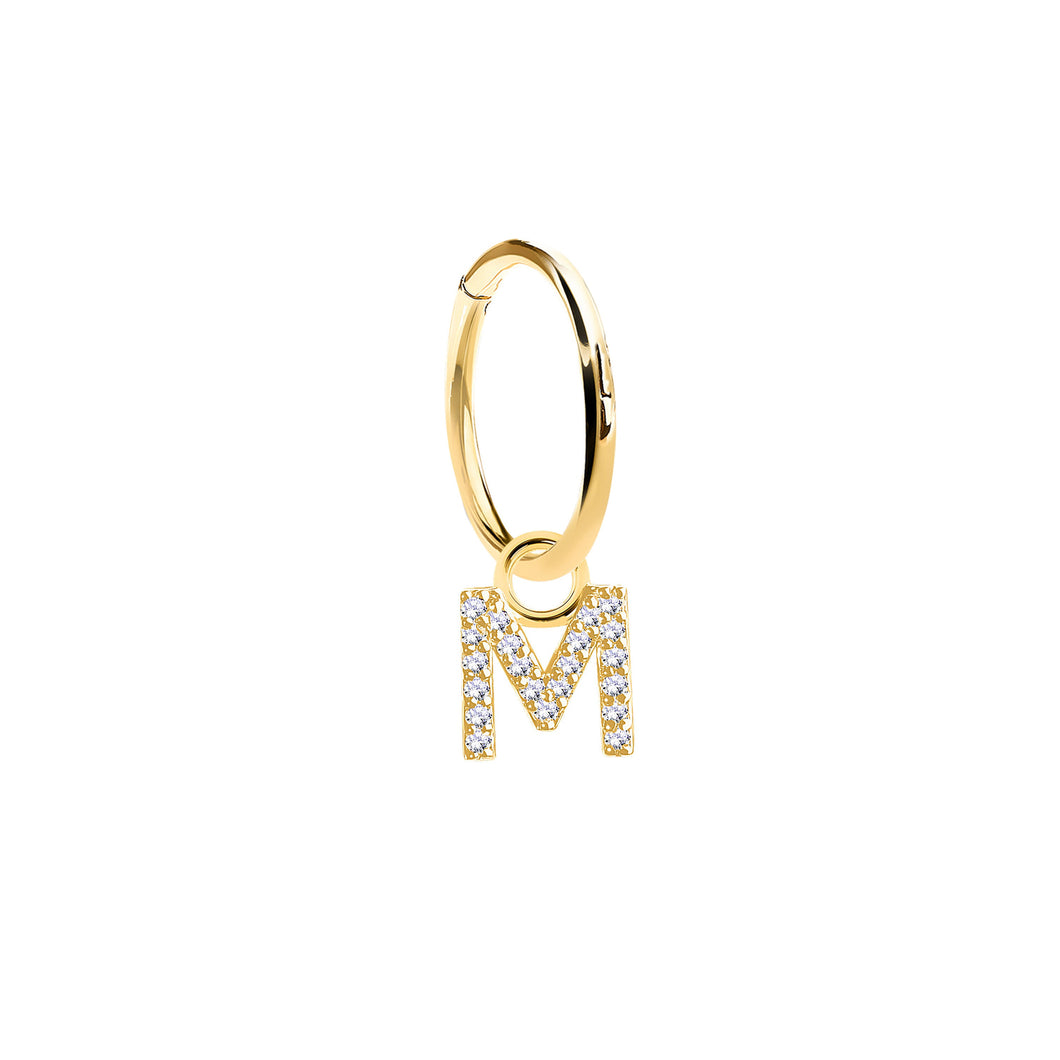 14K Solid Yellow Gold Initial 