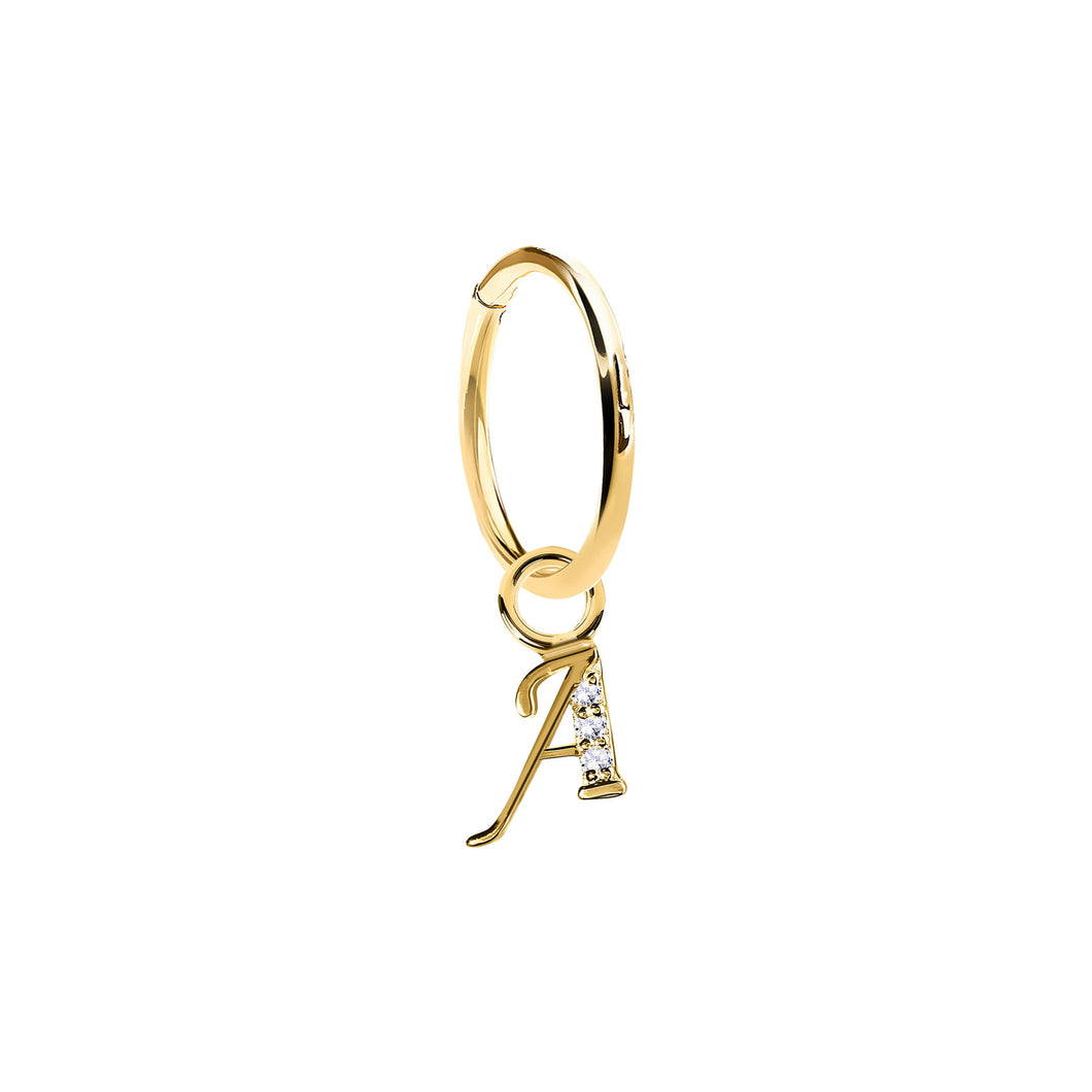 14K Solid Yellow Gold Initial 