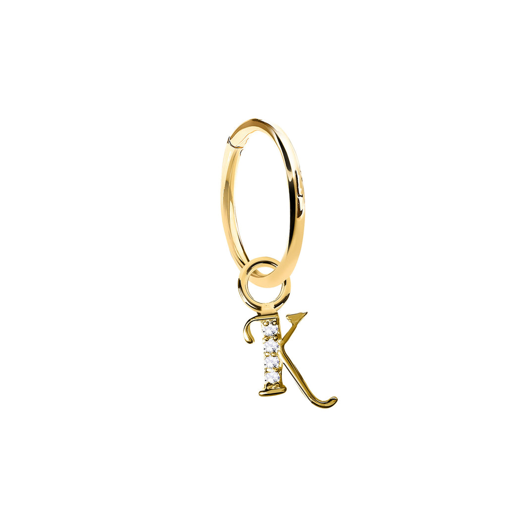 14K Solid Yellow Gold Initial 