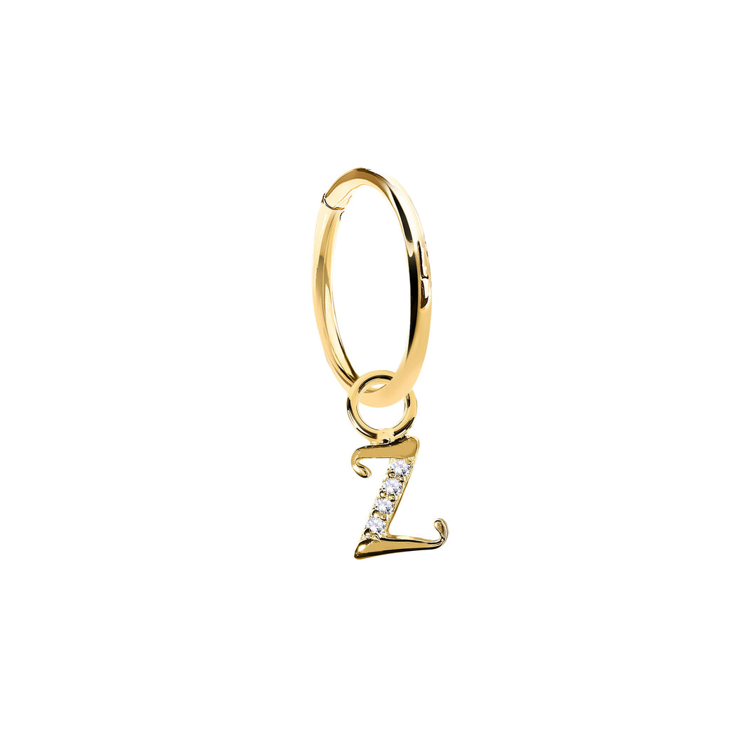 14K Solid Yellow Gold Initial 