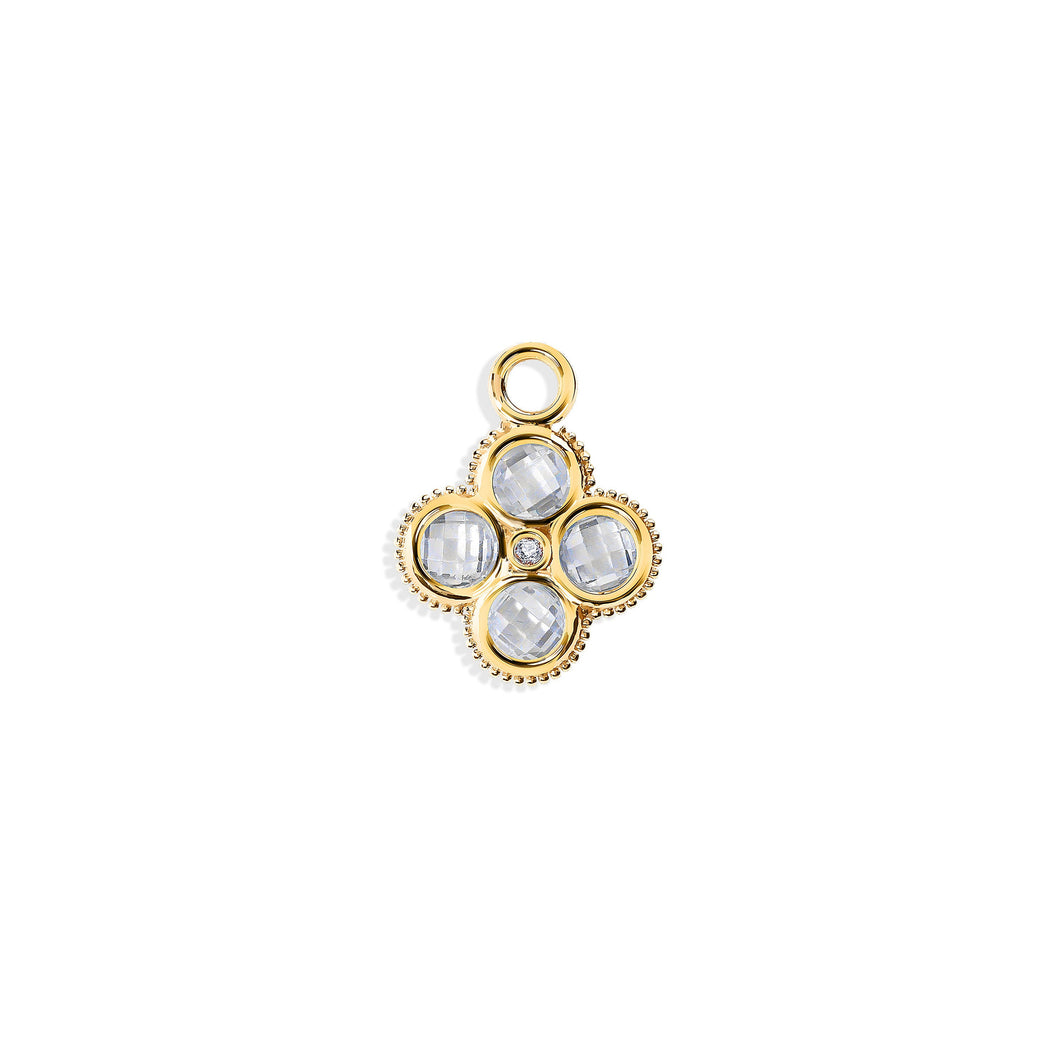 14K Solid Yellow Gold Medium Clover Charm/Pendant