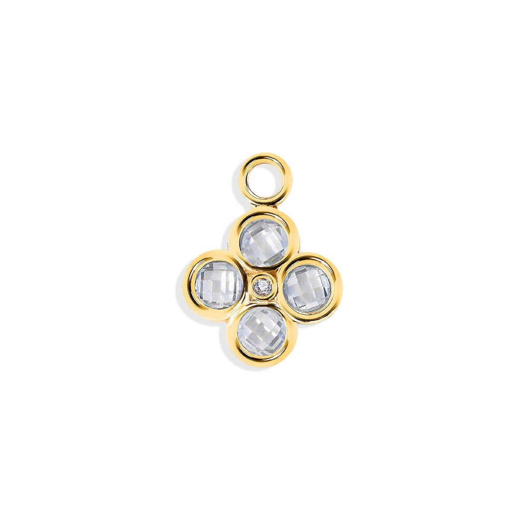 14K Solid Yellow Gold Large Clover Charm/Pendant
