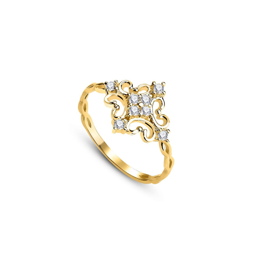 14K Solid Yellow Gold Ring