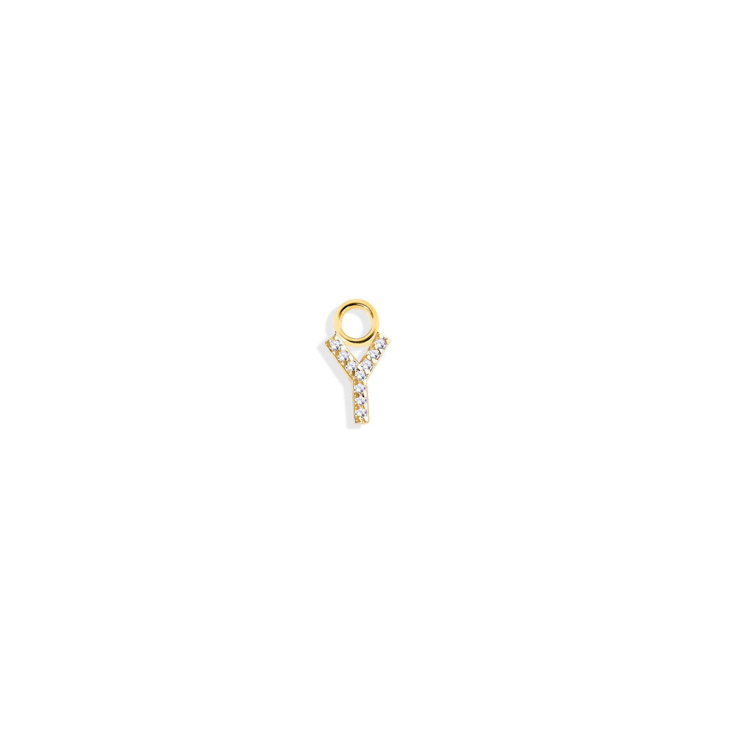 14K Solid Yellow Gold Initial 