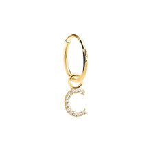 Load image into Gallery viewer, 14K Solid Yellow Gold Initial &quot;C&quot; Charm Earring
