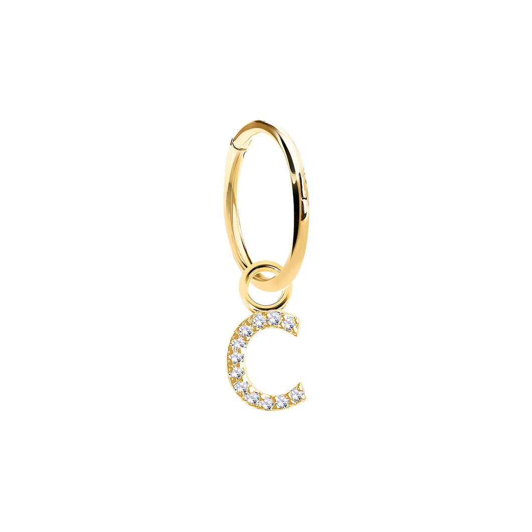 14K Solid Yellow Gold Initial 