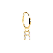 Load image into Gallery viewer, 14K Solid Yellow Gold Initial &quot;H&quot; Charm Earring
