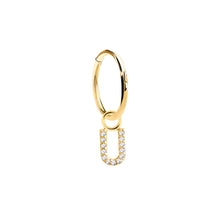 Load image into Gallery viewer, 14K Solid Yellow Gold Initial &quot;U&quot; Charm Earring
