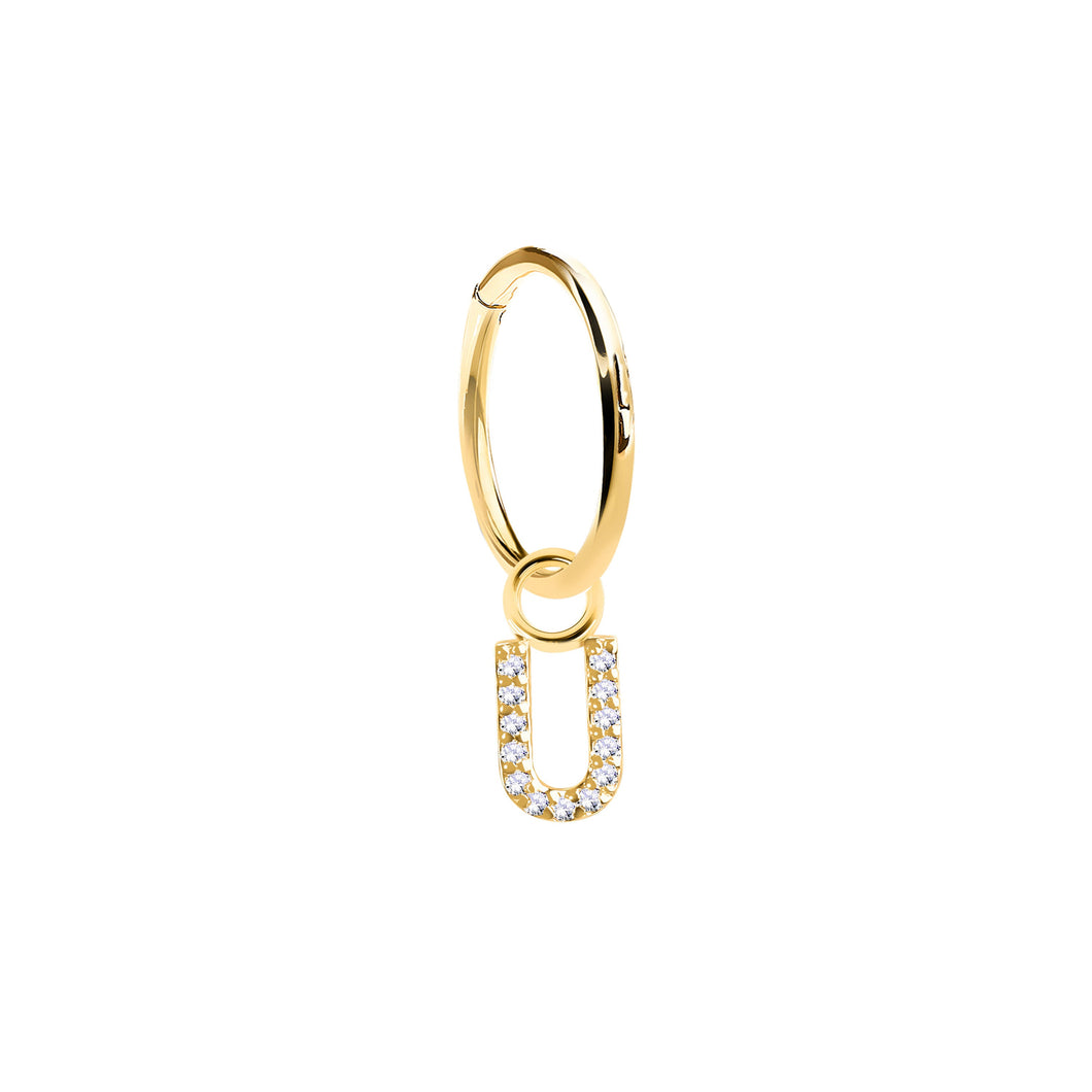 14K Solid Yellow Gold Initial 