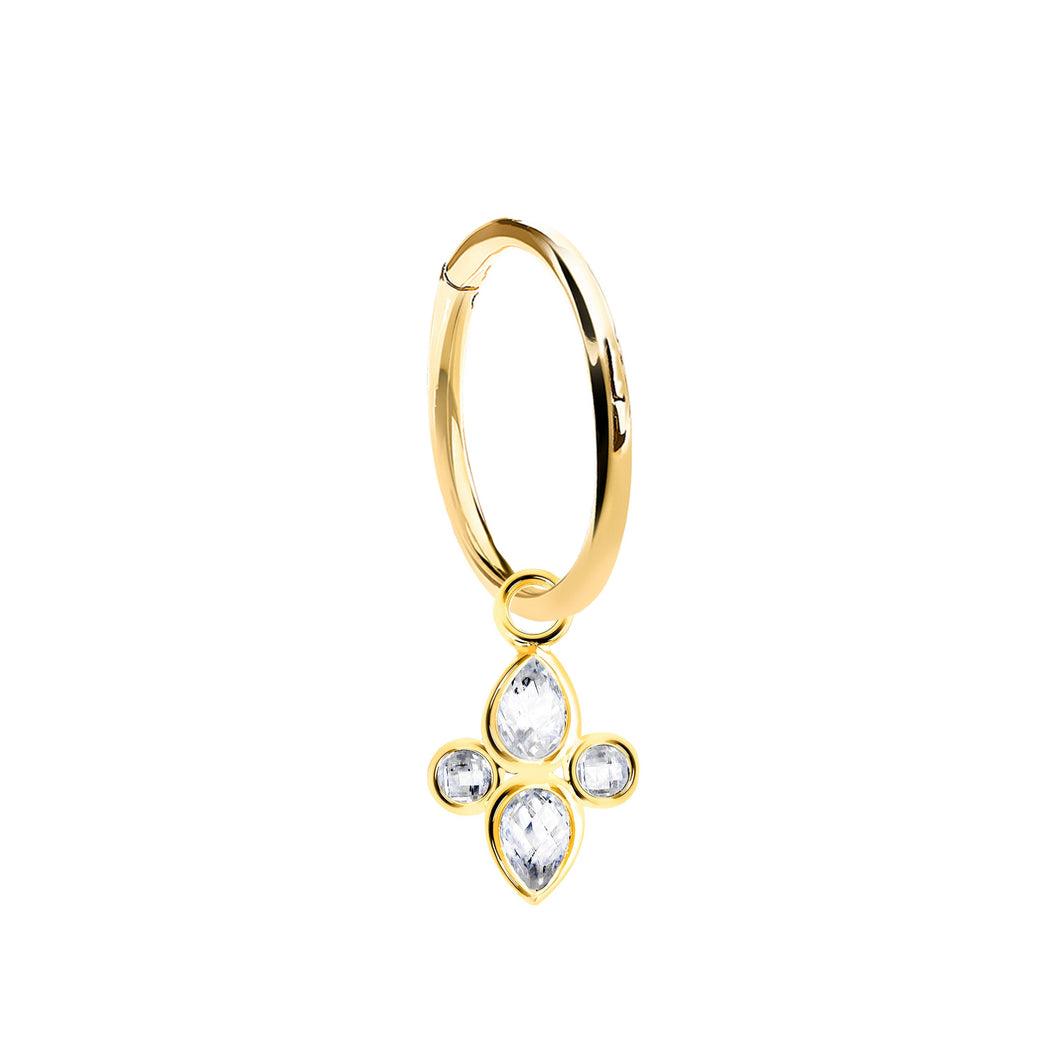 14K Solid Yellow Gold Charm Single Earring