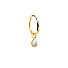 Load image into Gallery viewer, 14K Solid Yellow Gold Teardrop Charm Single Earring
