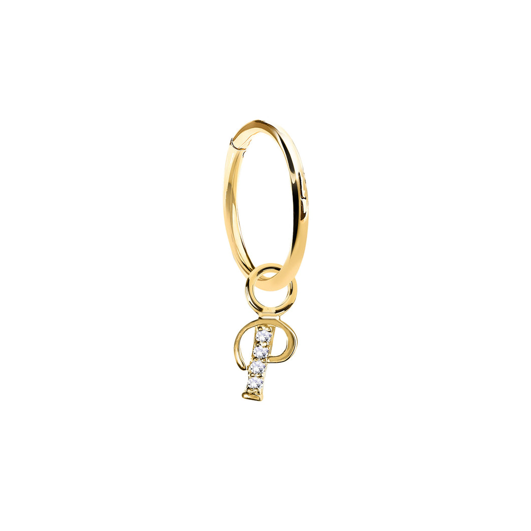 14K Solid Yellow Gold Initial 