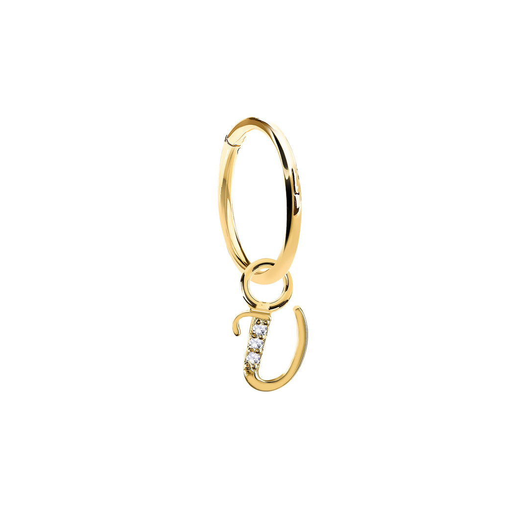 14K Solid Yellow Gold Initial 