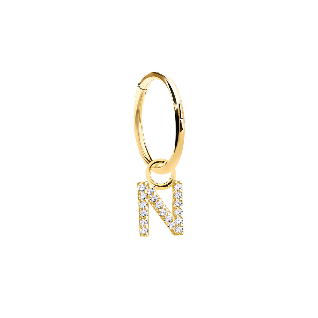 14K Solid Yellow Gold Initial 
