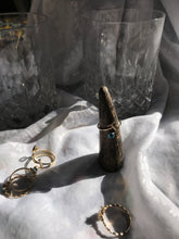 Load image into Gallery viewer, 14K Solid Gold Initial &quot;T&quot; Evil Eye Ring
